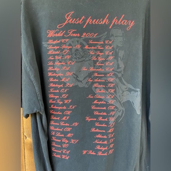 Vintage 2001 Aerosmith Just push Play World Tour Concert T-shirt Size XXL - Picture 4 of 7